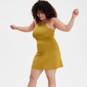 Girlfriend Collective Saturn Naomi Workout Dress Size Small Mustard Yellow NWT